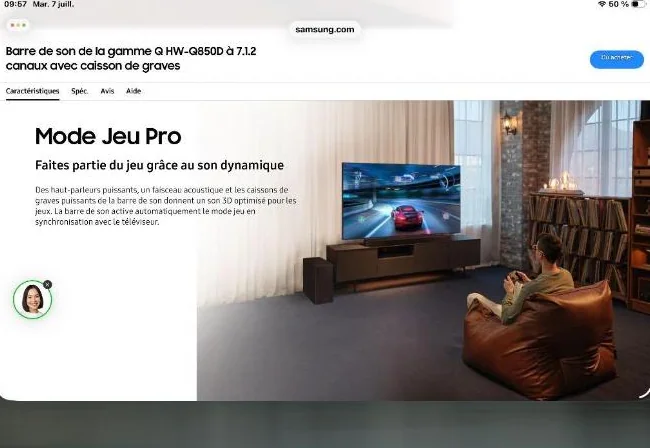 Samsung 7.1.2 HwQ850D avec Sub sans fils thumbnail 2