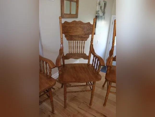 Chaises capitaines (4), chêne solide 15$ch, livré si... thumbnail 5