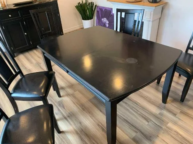 (À Donner) Ensemble Salle à Manger - Table Extensible 78" + 6 Chaises en Bois thumbnail 5