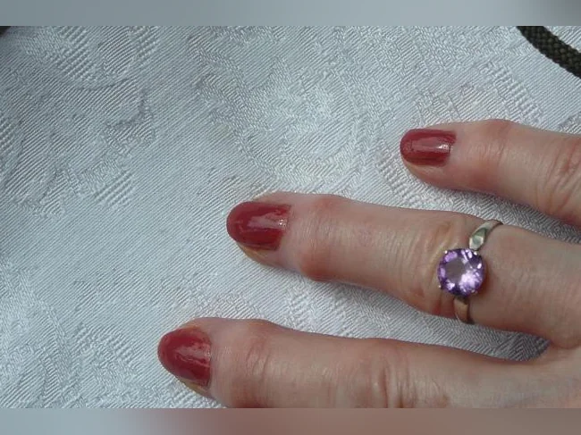BAGUE en Argent 925. sertie d'une AMÉTHYSTE véritable ( 7.5 ) thumbnail 4