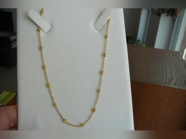 Chaîne en acier inoxydable , plaquée Or 14 K. avec Billes fixes . thumbnail 2