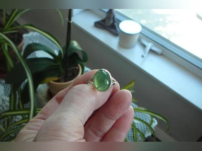 BAGUE en Argent 925. sertie d'une AVENTURINE . G: 10 thumbnail 2