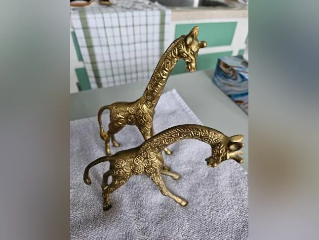 Girafe (couple) en cuivre/letton