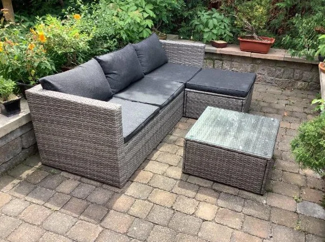 Meubles de jardin gris en résine tressée thumbnail 2