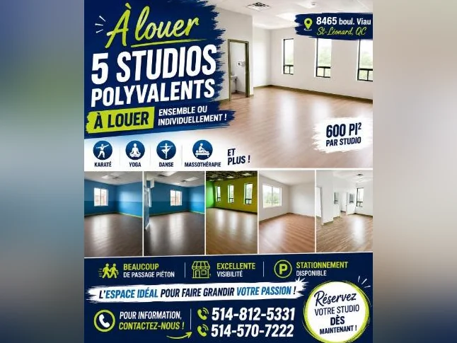 St-Léonard- Viau -Studios à louer