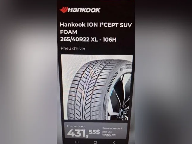 RABAIS 550$ Pneus d'hiver 265-40-22 Hankook ION I'cept SUV FOAM.