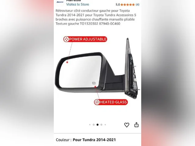 Miroir chauffant Toyota tundra 2013-2021 thumbnail 7