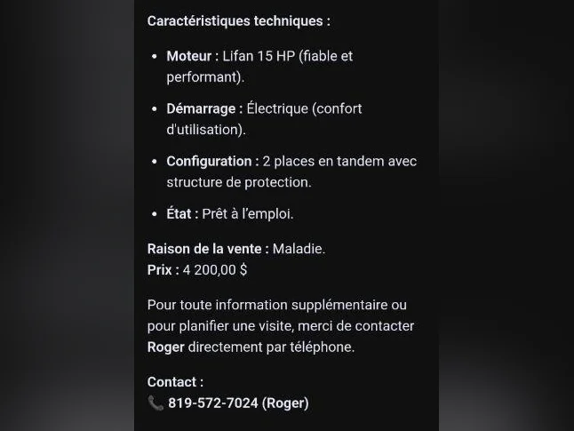 Paramoteur / Traîneau à hélice/ Aérosled / skimmer des neiges). Fabrication artisanale. thumbnail 6