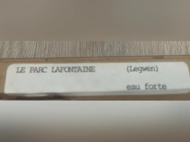 Eau-forte originale signée Ian Le Gwen – "Le Parc Lafontaine" thumbnail 6