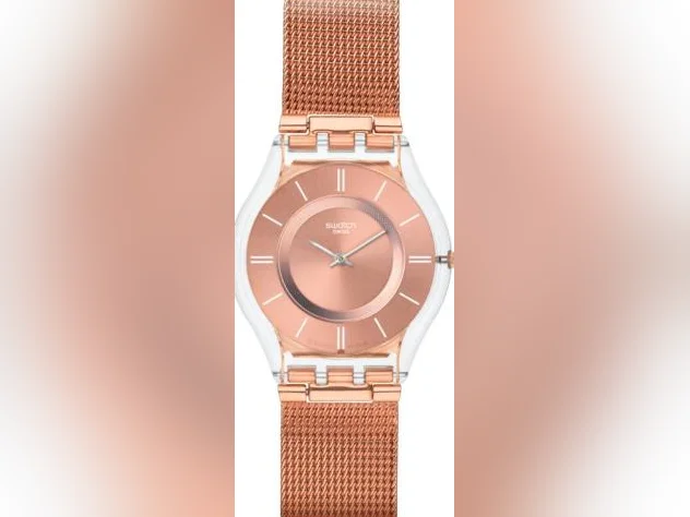 Montre Swatch Skin pour femme - rose doré