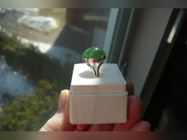 BAGUE en Argent 925. sertie d'une AVENTURINE . G: 10 thumbnail 2