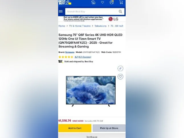 Samsung 75" Q8F Series 4K UHD HDR QLED 120Hz One Ul Tizen Smart TV thumbnail 6