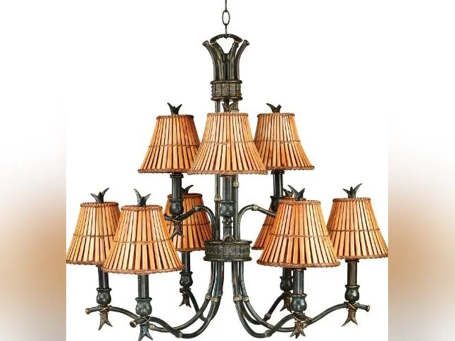 LUMINAIRE EXOTIQUE - CHANDELIER ET APPLIQUÉS MURAUX ASSORTIS NEUFS