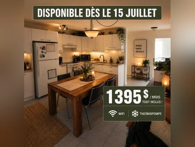 🏡 Charmant 4 ½ au rez-de-chaussée (niveau jardin)
