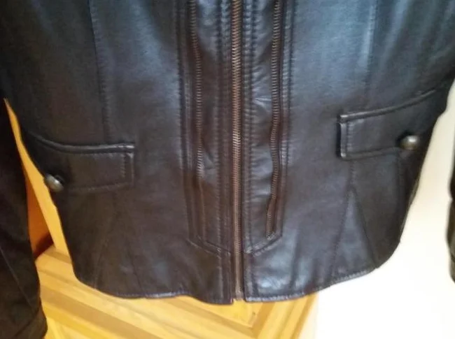 AUBAINE!!! Manteau de printemps NEUF en CUIR brun foncé pour femmes grandeur Large thumbnail 4