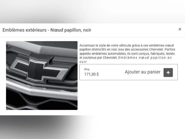 EMBLÈME NOEUD PAPILLON NOIR CHEVROLET EQUINOX 2022 RS