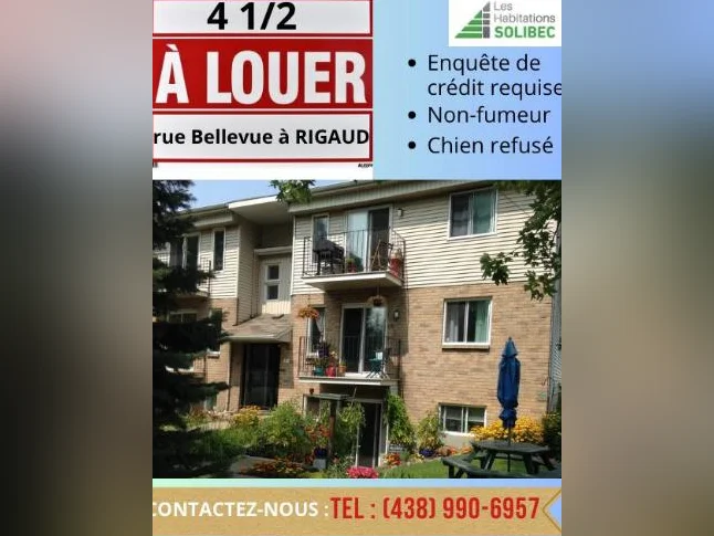 4 1/2 À RIGAUD Libre DÈS MAINTENANT