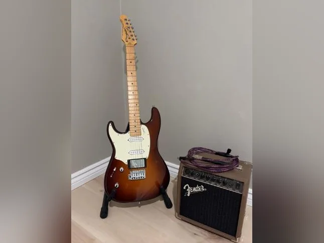 Guitare électrique GAUCHÈRE avec amplificateur fender