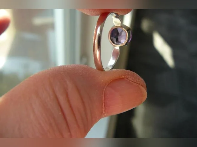 BAGUE en Argent 925. sertie d'une AMÉTHYSTE véritable ( 7.5 ) thumbnail 2