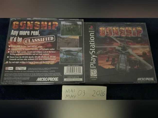 Gunship PS1 PlayStation 1 Complete CIB W/ Manual. Black Label