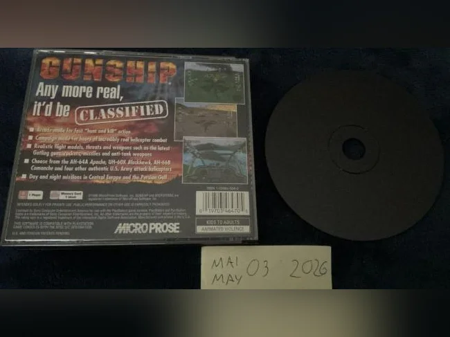 Gunship PS1 PlayStation 1 Complete CIB W/ Manual. Black Label thumbnail 4