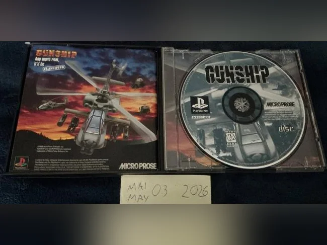 Gunship PS1 PlayStation 1 Complete CIB W/ Manual. Black Label thumbnail 3