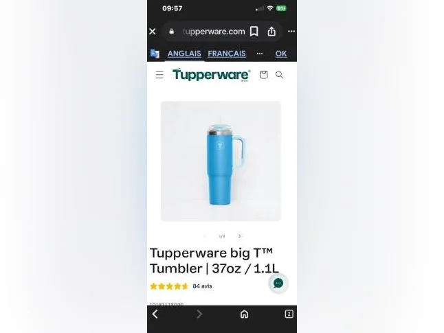 Big t tupperware neuf avec paille inclus thumbnail 2