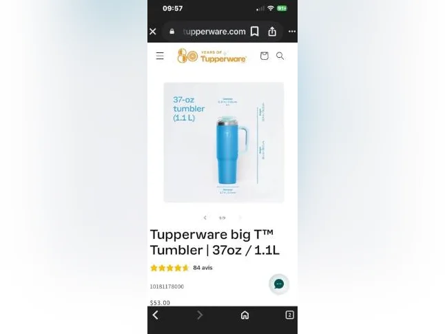 Big t tupperware neuf avec paille inclus thumbnail 10