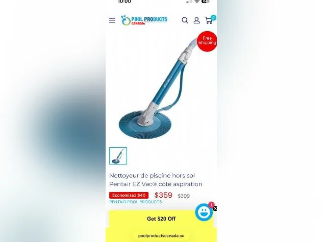 Aspirateur E-Z VAC pour piscine hors sol,100$. Excellent résultat de nettoyage. thumbnail 5