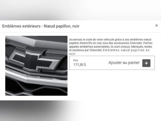 EMBLÈME NOEUD PAPILLON NOIR CHEVROLET EQUINOX 2022 RS
