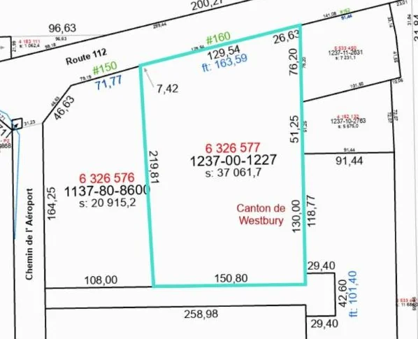 Grands terrains commercial, industriels lourds près de l’aéroport de Sherbrooke 398 928 pi2