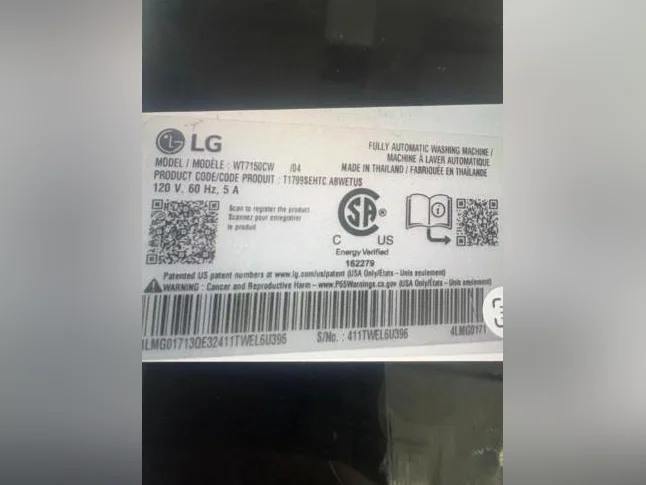 Laveuse LG chargement NEUVE ÉCHAPPÉ ET BOSSÉ SE VENDS 899 Rona 945=1031 ou plus thumbnail 2