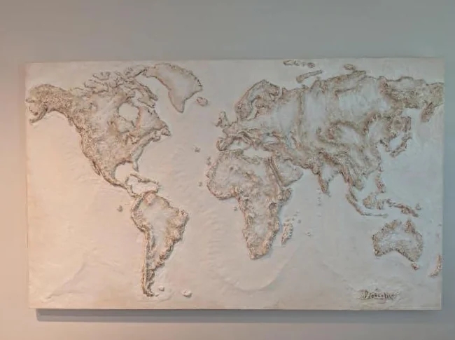 Carte du monde (bas-relief) en drystone sur toile thumbnail 3