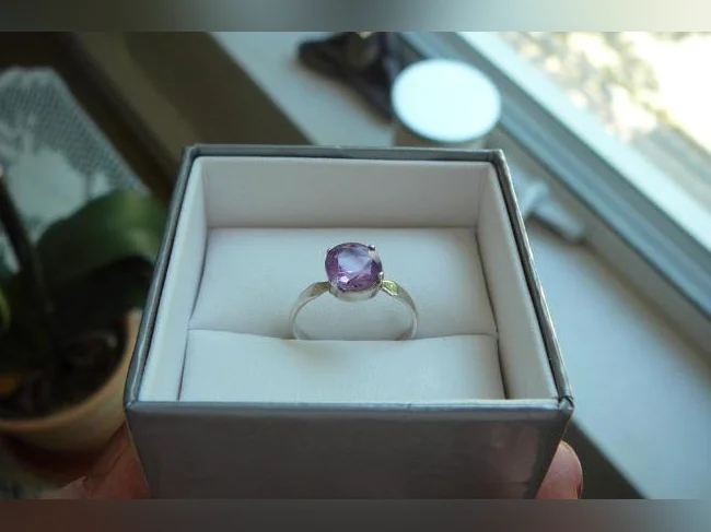 BAGUE en Argent 925. sertie d'une magnifique Améthyste . thumbnail 2