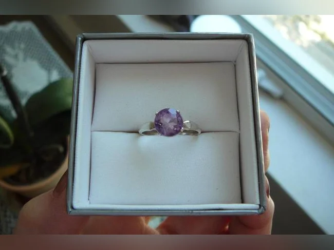 BAGUE en Argent 925. sertie d'une magnifique Améthyste . thumbnail 3