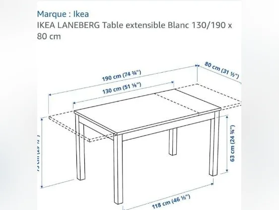 Vend table extensible IKEA excellent état avec 5 chaises confortables thumbnail 3