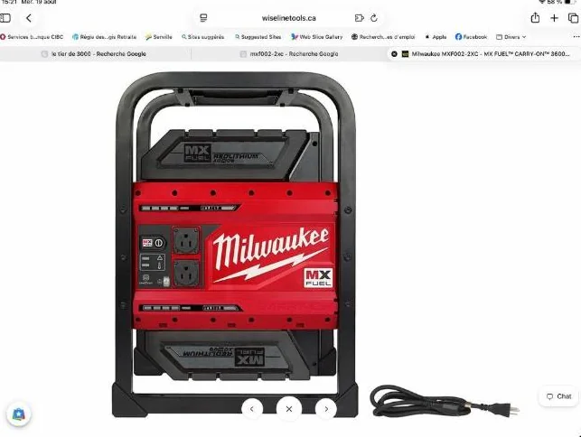 Génératrice 3800 watt au départ Milwaukee