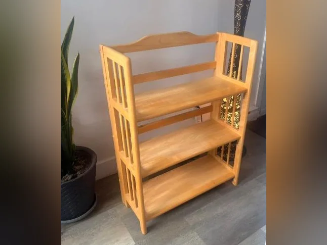 Étagère bibliothèque pliante en bois massif naturel