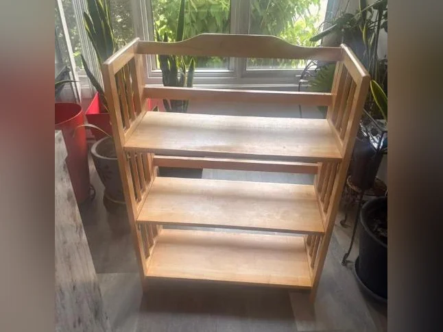 Étagère bibliothèque pliante en bois massif naturel thumbnail 6