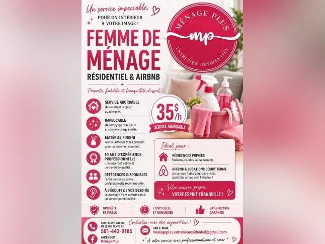 Femme de ménage entretien ménager