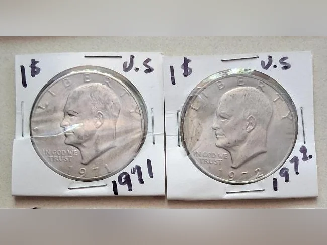 9 pièces de 50 cents U.S.A. 1971-1973 et deux pièces de 1 dollar thumbnail 3