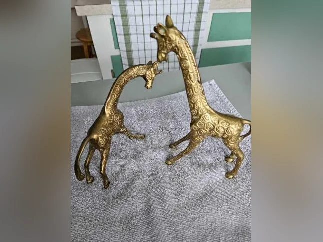 Girafe (couple) en cuivre/letton thumbnail 10