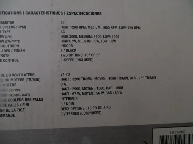 3 VENTILATEURS AVEC LUMIERE LED, 24 PO, TRES PROPRE COMME NEUF thumbnail 6