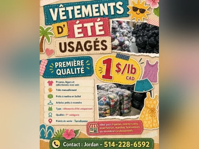 Stock été usagé qualité — pour revendeurs Lanaudière/Mtl/Rive-Nord