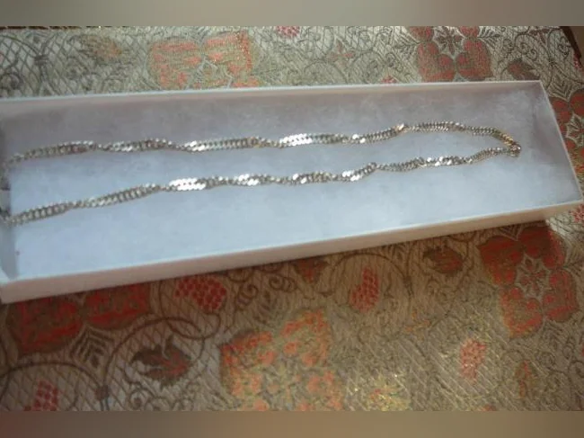 Jolie CHAÎNE en Argent 925. torsadée ( femme ) 16 " , 40 cm. thumbnail 2