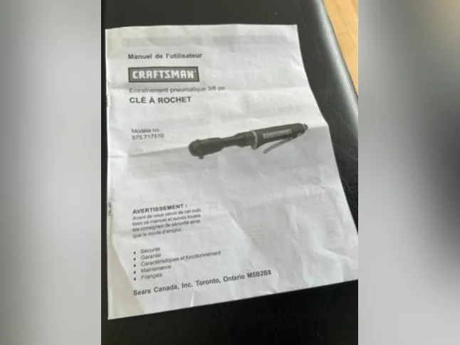 Clé à rochet entraînement pneumatique 3/8 CRAFTSMAN (neuf) thumbnail 6
