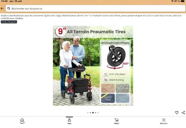 Marchette/chaise roulante thumbnail 5