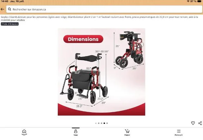 Marchette/chaise roulante thumbnail 7