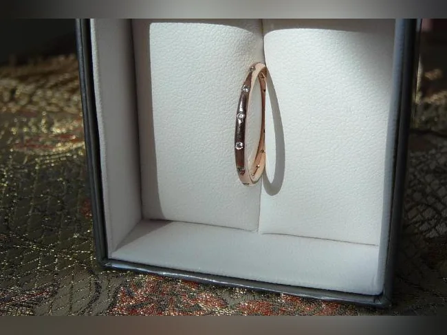 JONC éternité , PANDORA ,argent sterling , plaqué OR rose ( 7.5 ) thumbnail 2