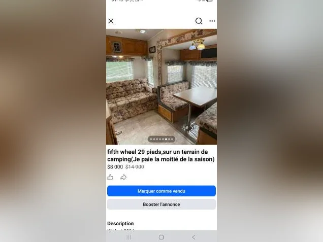 fifth wheel(caravane a sellette)29 pieds $8000 neg.+saison payer au complet.2026 thumbnail 2